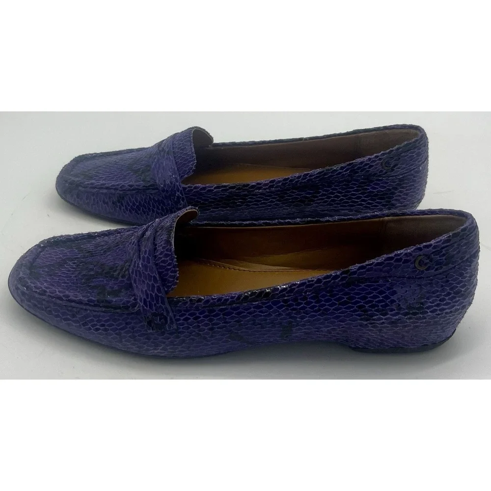 Vintage Circa Joan &‎ David Women's Size 6.5 Leather Upper Loafer Flats Purple